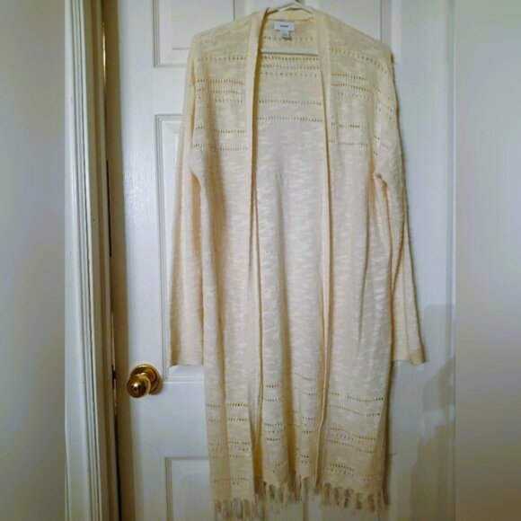 Old Navy Women's Cream Knit Tassel Cardigan NWOT Size Large - Picture 3 of 5